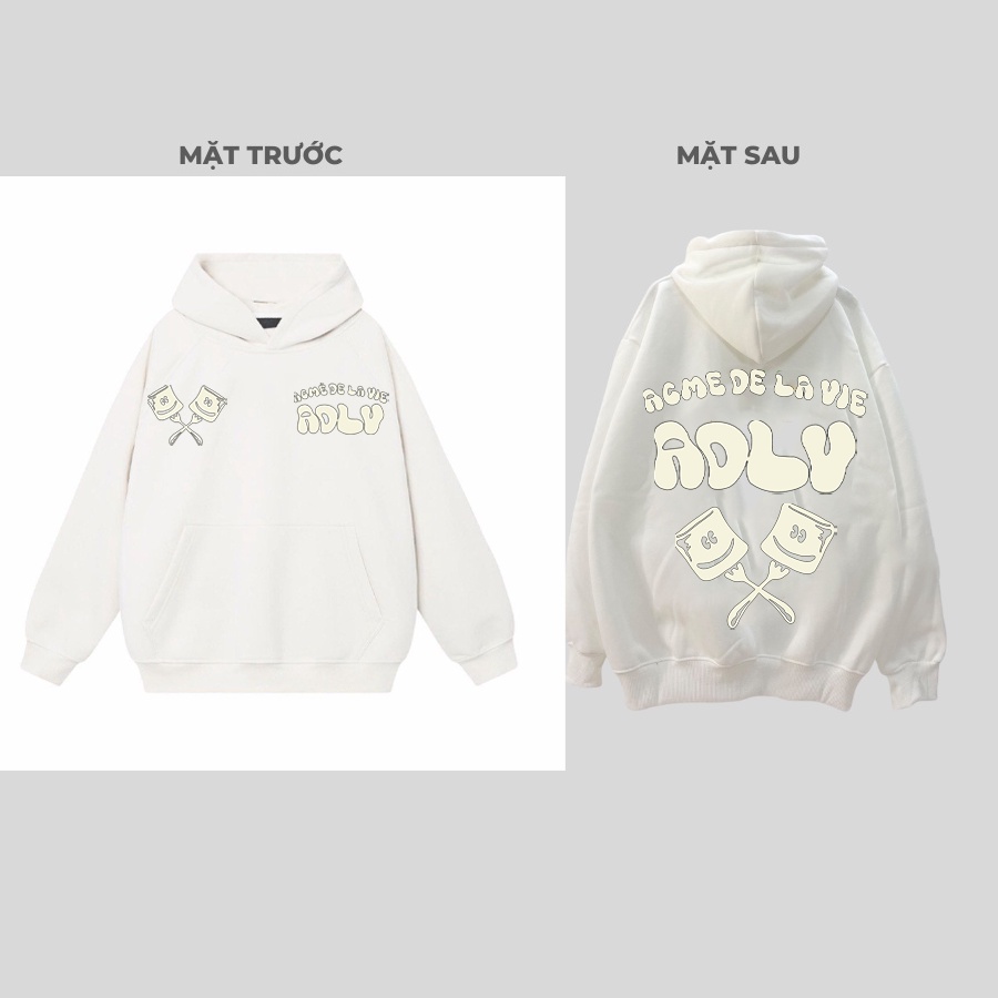 Áo Hoodie Zip trơn ADLV Mashmallow chất liệu nỉ bông cực ấm, Áo Hoodie Sweater Nam Nữ