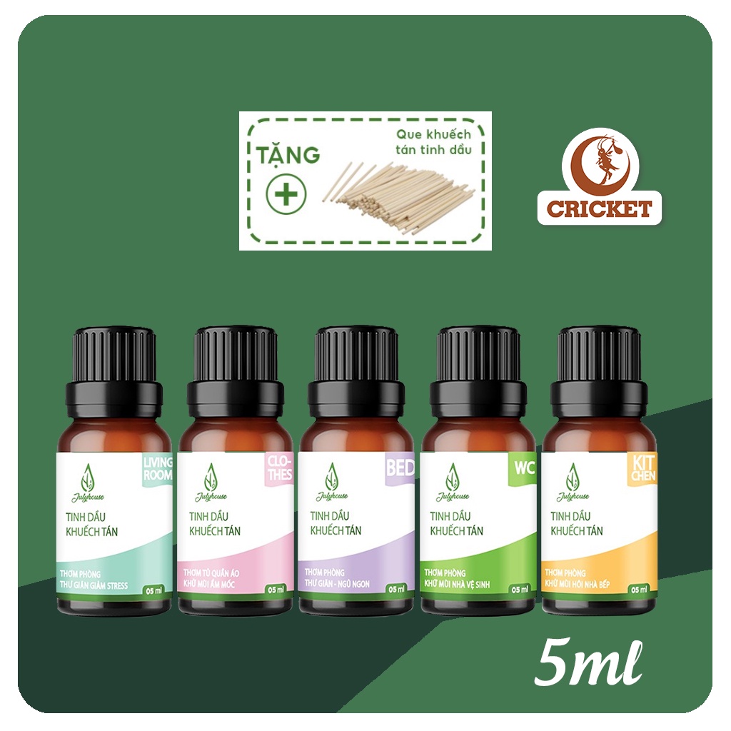 Tinh dầu thiên nhiên khuếch tán Julyhouse 5ml giúp khử mùi ngôi nhà, thư giản, thoải mái - CRICKET