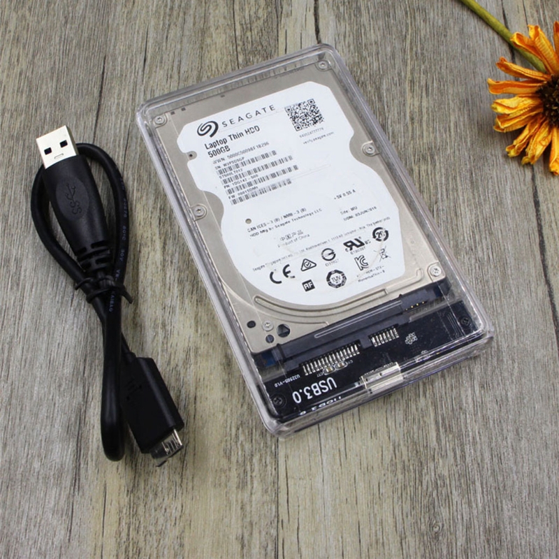 ✿ CRE ✿ 2.5&quot; USB 3.0 SATA HDD Hard Disk Drive External Enclosure Full Transparent Case