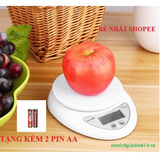 Cân điện tử để bàn KITCHEN SCALE MAX 5kg - cân tiểu ly điện tử nhà bếp (Trắng)