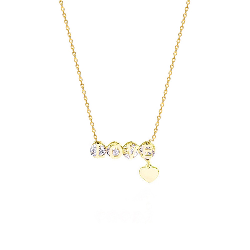 Vòng cổ Thép Titan Mặt Chữ LOVE Đính Đá Zircon Ngọc Trai Thời Trang Hàng Mới Dành Cho Bạn Nữ