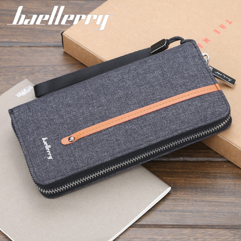 Baellerry Ví Dài Vải Canvas Có Khóa Kéo Thời Trang Cho Nam