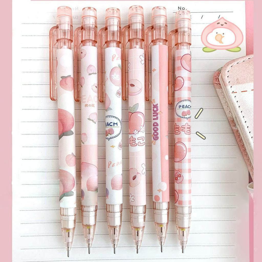 Bút chì bấm 0.5mm 0.7mm Moka Pkbeoshop bút chì kim 2B trong suốt hình đào khủng long dễ thương có tẩy B40
