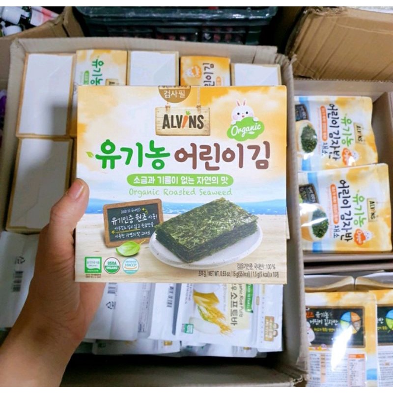 Rong biển hữu cơ tách muối Alvins ăn liền cho bé (Hàn Quốc)