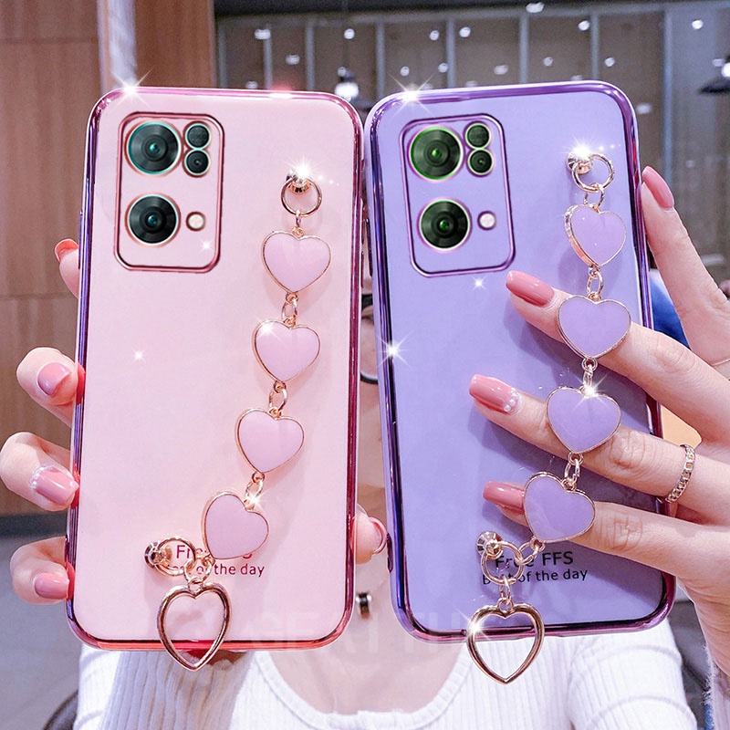 Ốp Điện Thoại Mềm Bảo Vệ Toàn Diện Chống Rơi Có Vòng Tay Trái Tim Cho OPPO reno 10 A18 Reno7 Pro 5G Reno 7 Z 7Z Global Version