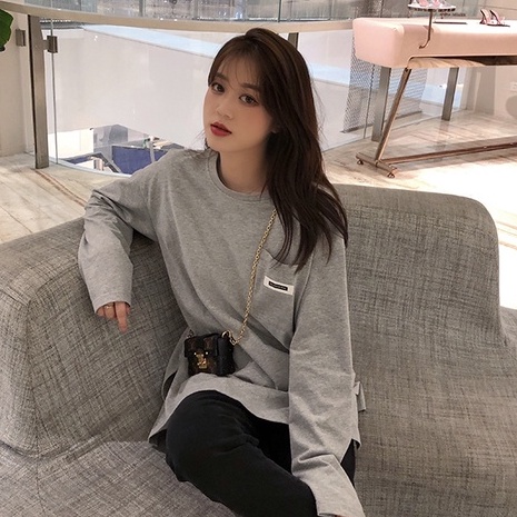 Áo thun nữ tay dài kiểu Hàn Quốc 2 màu tùy chọn thời trang