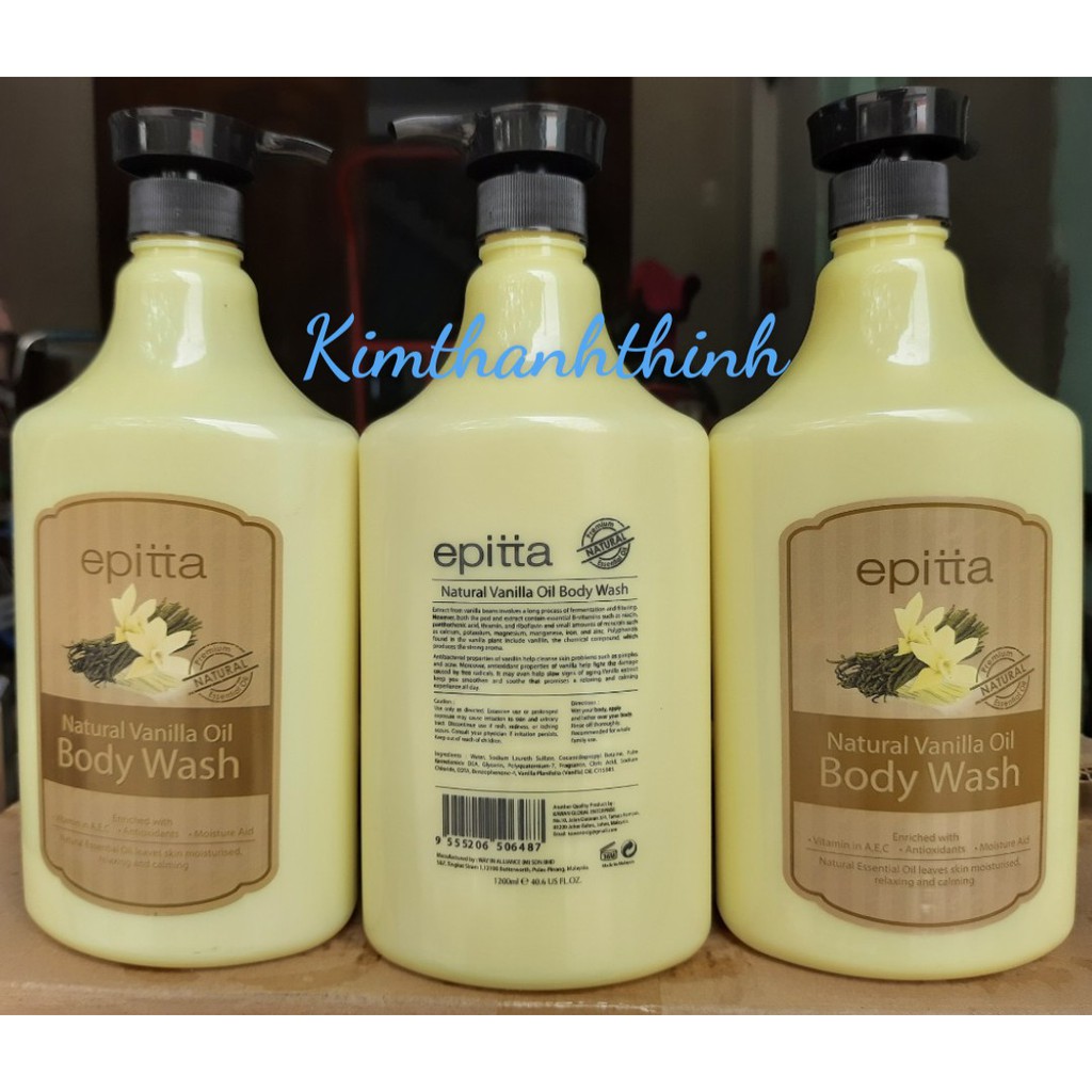 (KTT) Sữa tắm dưỡng trắng da cao cấp EPITTA chai 1200 ml (1.2 lít)