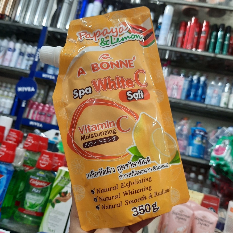 Muối tắm Vitamin C vị đu đủ & chanh, A Bonne Spa White C Salt, Thái Lan 350gr