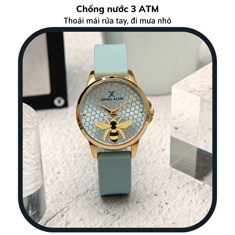 Đồng hồ nữ Daniel Klein Watch DK.1.13020 mặt nhỏ kính cứng chống xước chống nước dây Silicone đeo tay cao cấp chính hãng