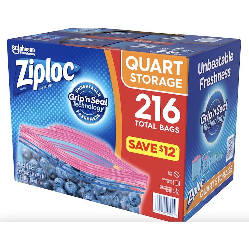 HỘP 54 TÚI TRỮ THỰC PHẨM TỦ ĐÔNG - KHOÁ DÁN Ziploc Easy Open Tabs Storage Gallon Bags, 946ml