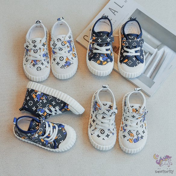 Giày canvas in hình phong cách Hàn Quốc đáng yêu cho bé