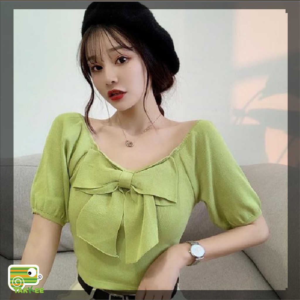 Áo len cổ nơ to bản Hot Trend Mặc 2 kiểu đều đẹp