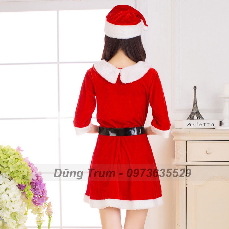 Váy Noel nữ hóa trang Giáng Sinh chất liệu nhung siêu đẹp DT09