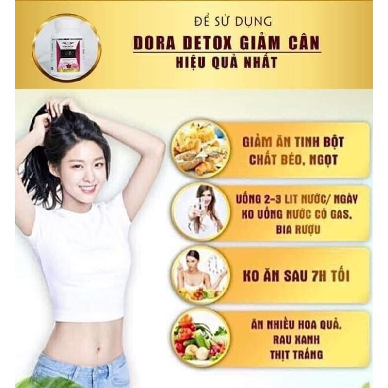 💥 FREESHIP 💥DORA DETOX VIP Viên Uống Giảm Cân thảo dược Giảm Cân An Toàn