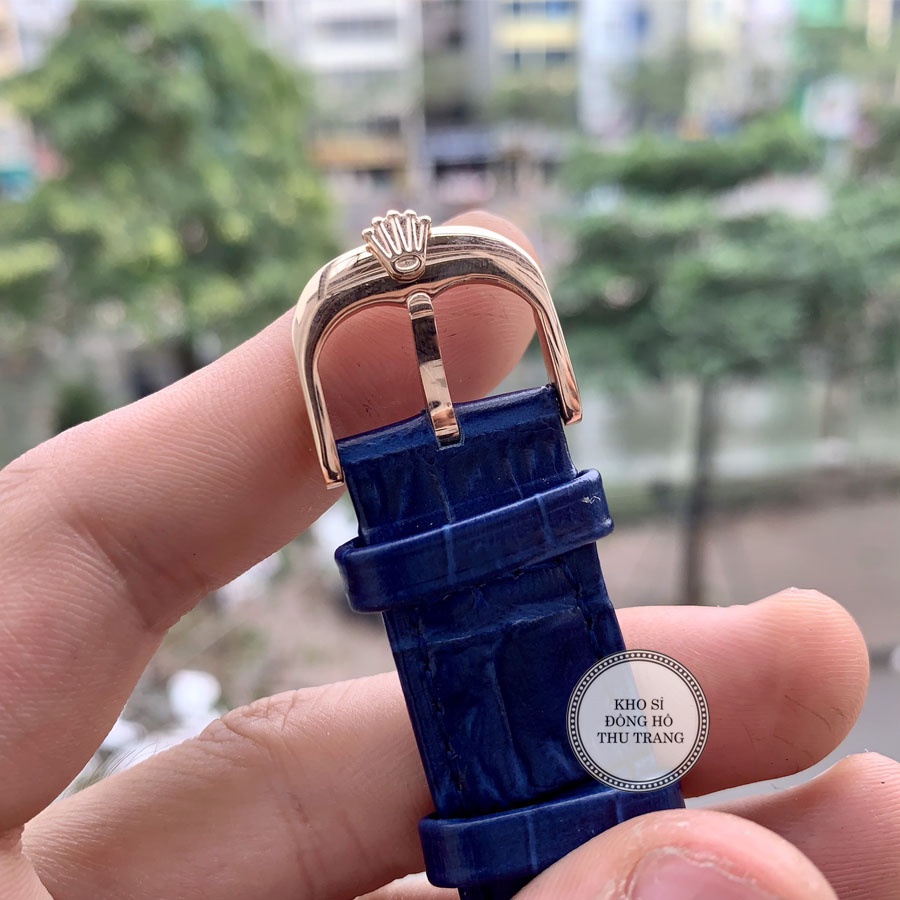 Đồng hồ Nam Rolex máy nhật, mẫu 6kim đính đá, mặt xanh viền vàng, dây da, dòng cơ Automatic size 40mm-41mm | BigBuy360 - bigbuy360.vn