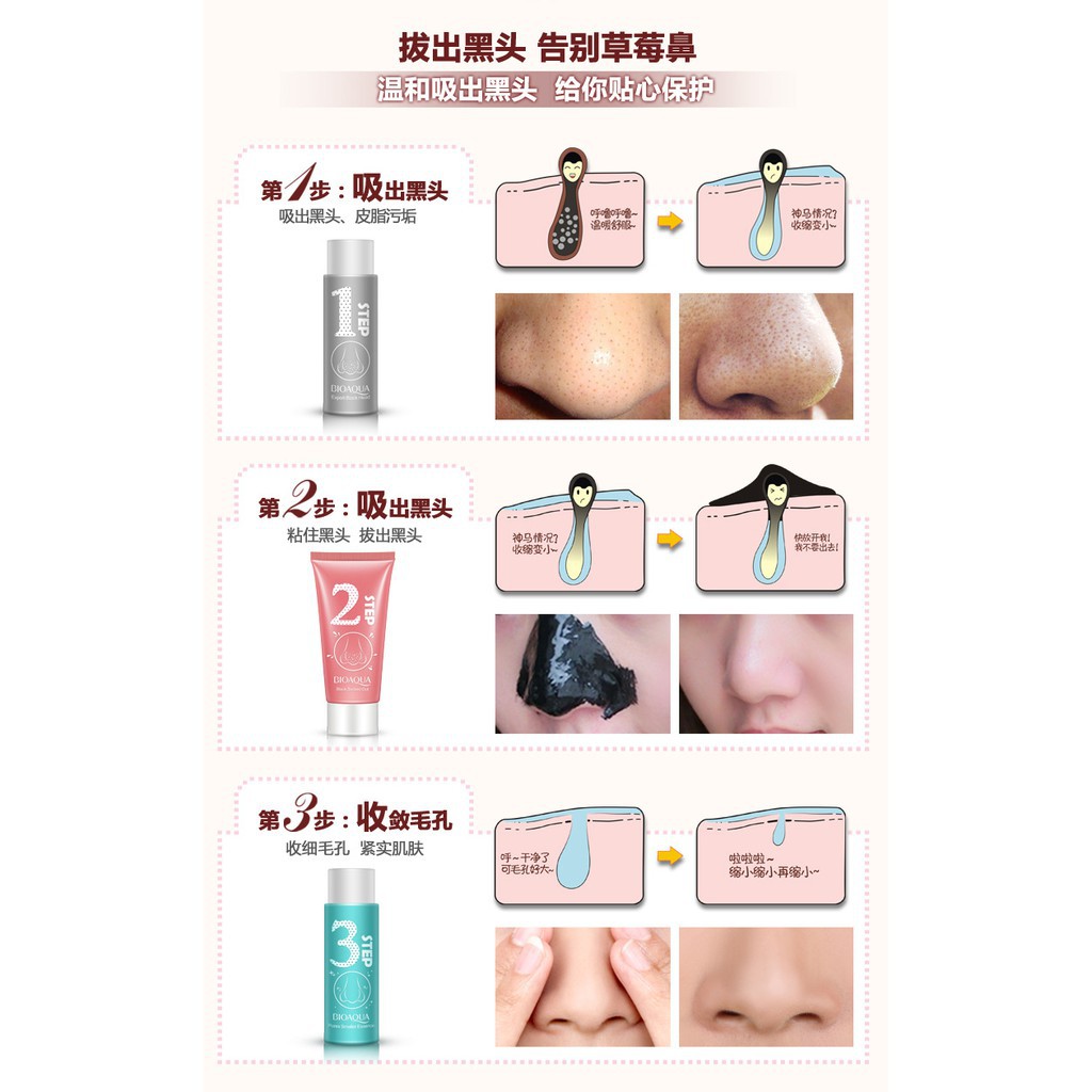 Bộ gồm 3 Lọ - Set Lột Mụn 3 Bước 123 Bioaqua | BigBuy360 - bigbuy360.vn