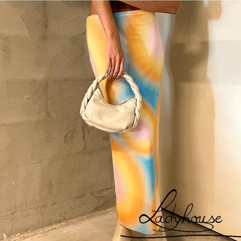 Bộ Trang Phục 2 Mảnh Gồm Áo Croptop Hai Dây Và Chân Váy Maxi Xẻ Tà Thời Trang Xu Hướng Cho Nữ Y2k