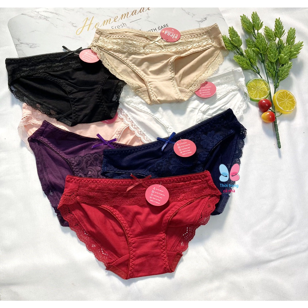 QUẦN LÓT NỮ THUN COTTON LỤA PHỐI REN HÀNG VIỆT NAM - QLElena