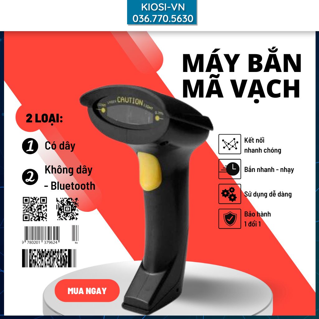 Máy Bắn Mã Vạch Thông Minh, Máy Quét Mã Vạch Kết Nối Bluetooh