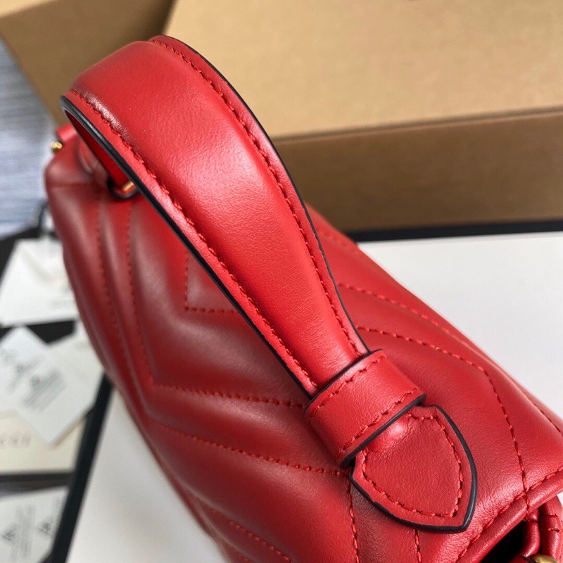 Túi xách Gucci Marmont cao cấp vân v trái tim màu đỏ size 21cm