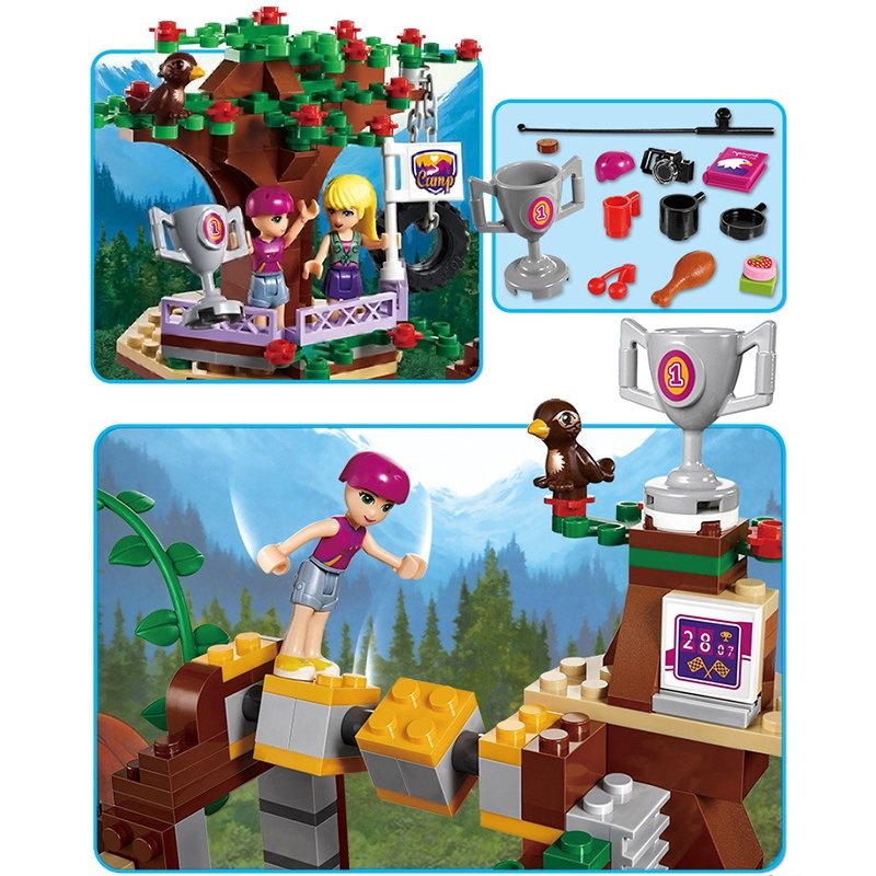 (sẵn hàng hộp to) Đồ chơi xếp hình lego friends bé trai bé gái biệt thự trong rừng có cầu trượt vui chơi cắm trại SX3019