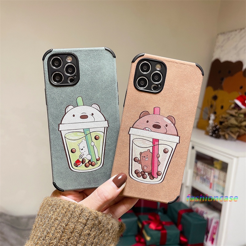 Ốp điện thoại da cừu hình trà sữa cho Compatible For IPHONE 11 PRO MAX 6 7 6S 8 PLUS 12 MINI 12 PRO MAX X SE 2020 XR XSMAX 6SPLUS 7PLUS 6PLUS 8PLUS XS