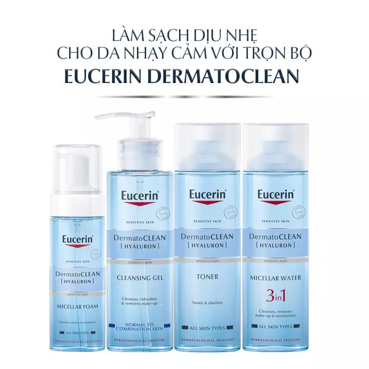 Eucerin Nước tẩy trang 3 trong 1 danh cho da nhạy cảm DermatoCLEAN  Micellar Cleansing Fluid 3 in 1 - 200ml