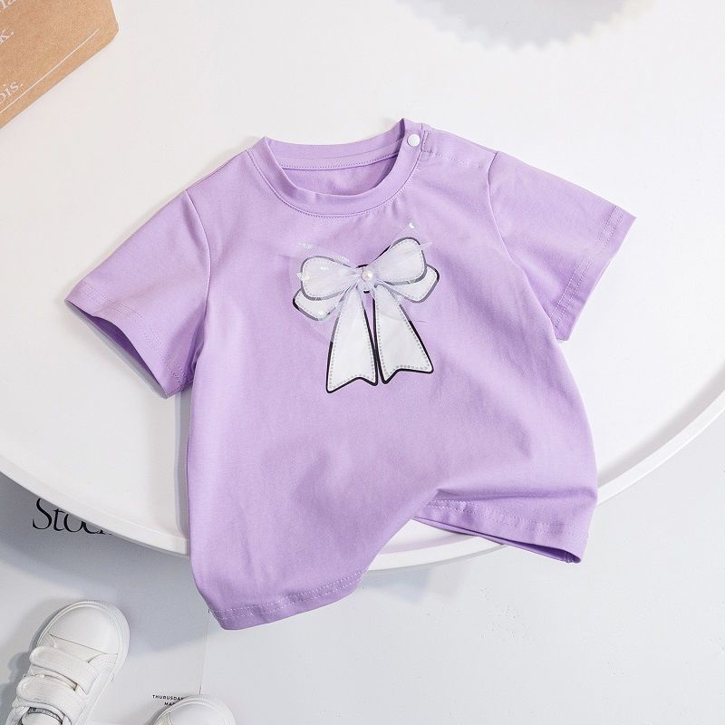 Áo Thun Tay Ngắn Cổ Tròn Dáng Rộng Thắt Nơ Dễ Thương Phong Cách Hàn Quốc Thời Trang Mùa Hè Cho Nữ 2023