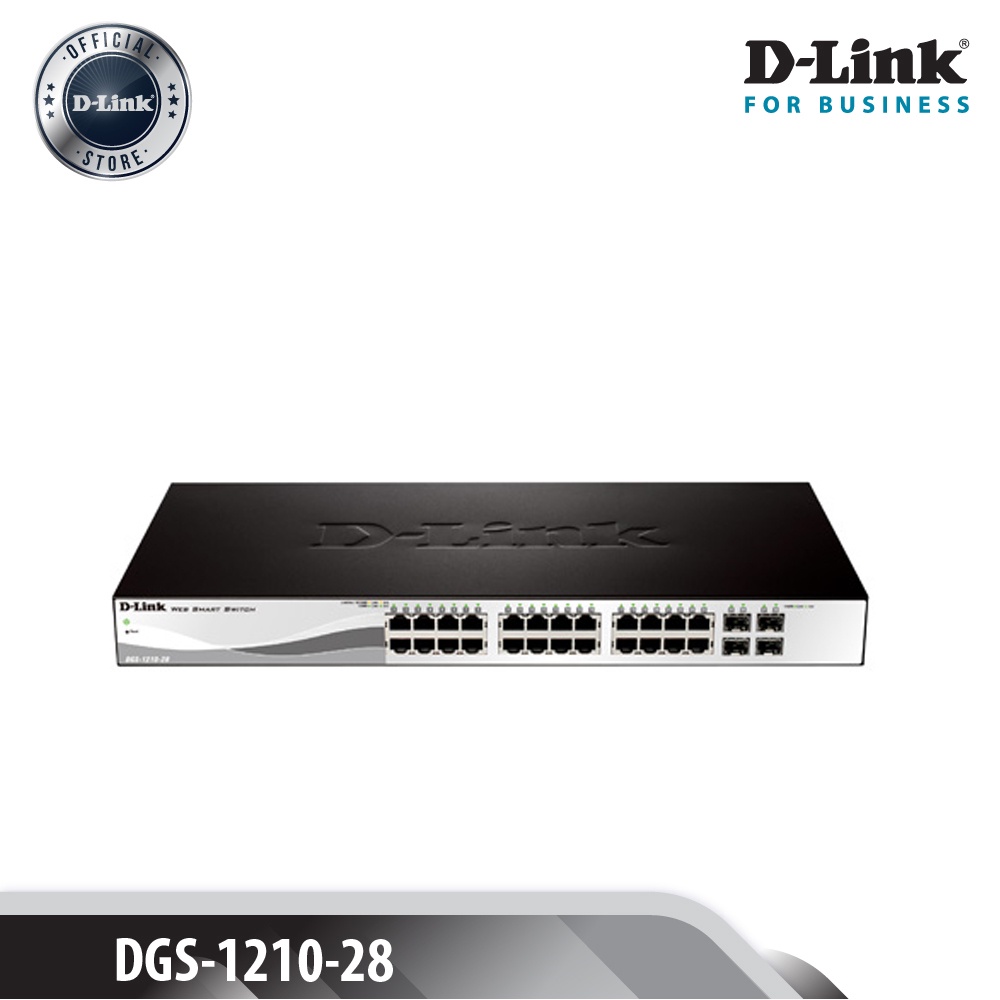 D-LINK DGS-1210-28 - Bộ chia cổng mạng 28 cổng 24 x 10/100/1000Mbps + 4 x Gigabit RJ45/SFP