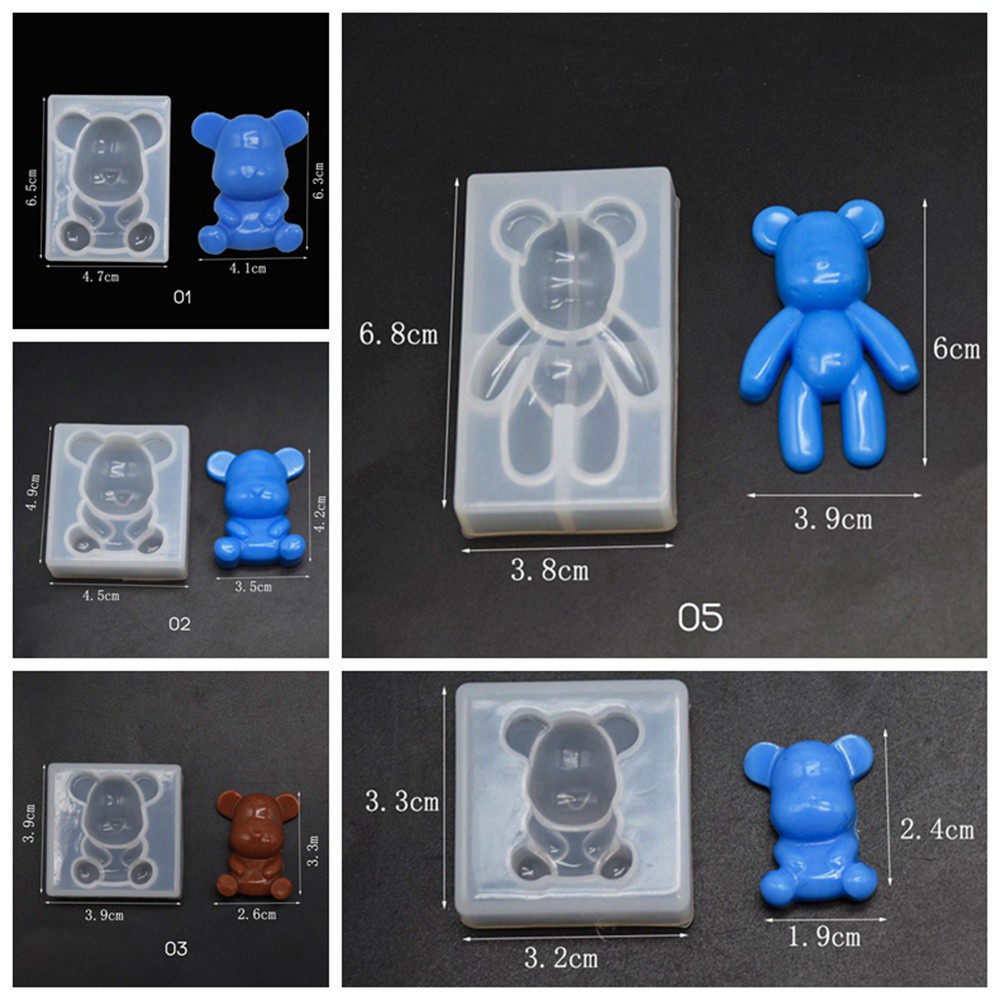Khuôn Silicon Làm Móc Chìa Khóa Hình Gấu Dễ Thương