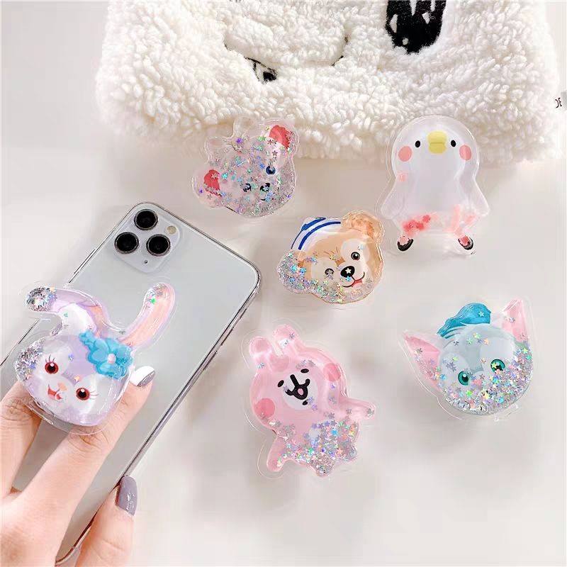 Giá Đỡ Điện Thoại Di Động Hình Chú Thỏ Duffy/Gấu Có Kim Tuyến Nước Lấp Lánh Trang Trí Cho Điện Thoại Huawei iPhone oppo Sony