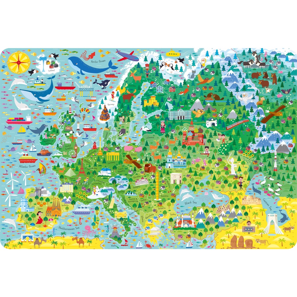 Sách - Bộ xếp hình Usborne Atlas and Jigsaw Europe
