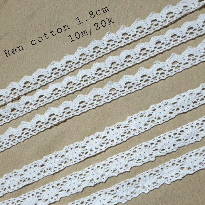 10m ren cotton 1,8cm trắng sáng