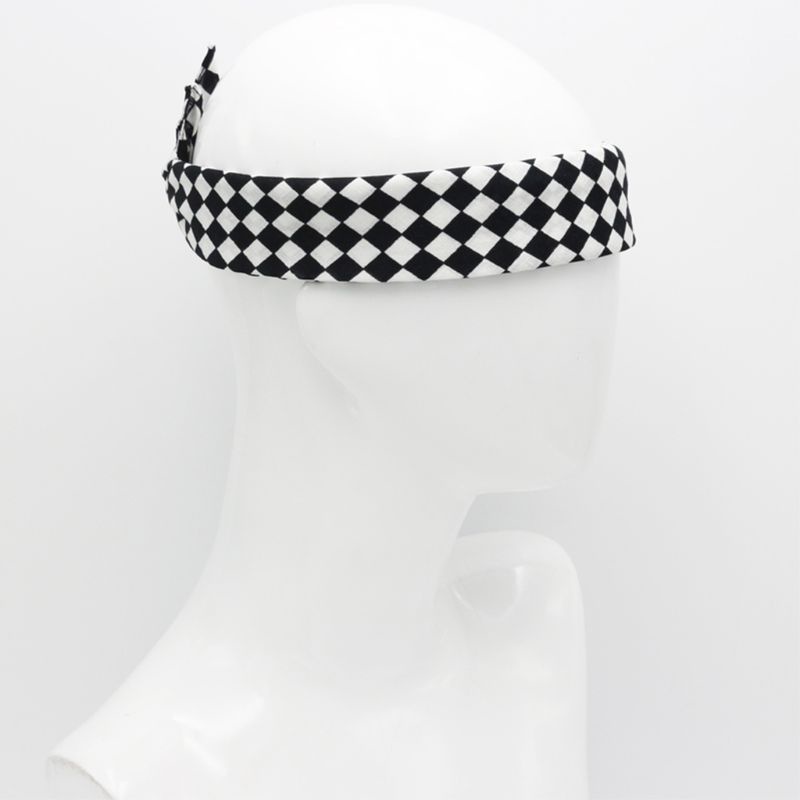 QQ Khăn Vuông Trùm Đầu Kiêm Khẩu Trang Bằng Cotton Họa Tiết Caro Trắng Đen Phong Cách Hip Hop Unisex