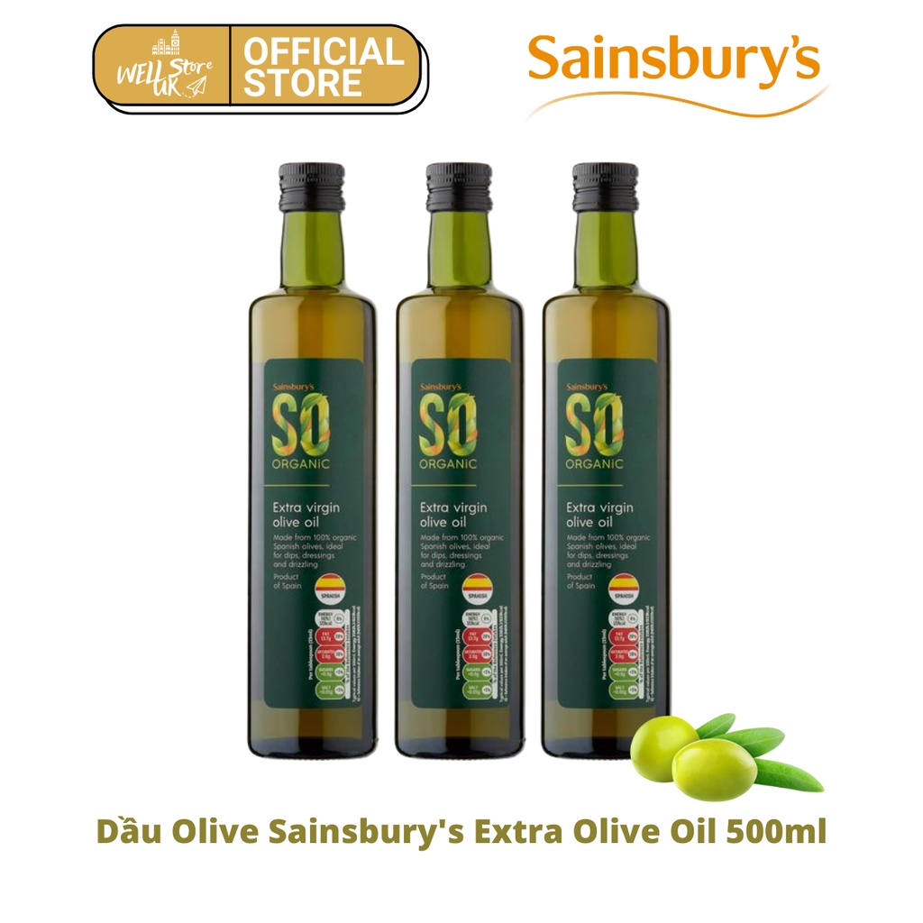 Dầu olive nguyên chất Sainsbury's Extra Olive Oil chai 500ml