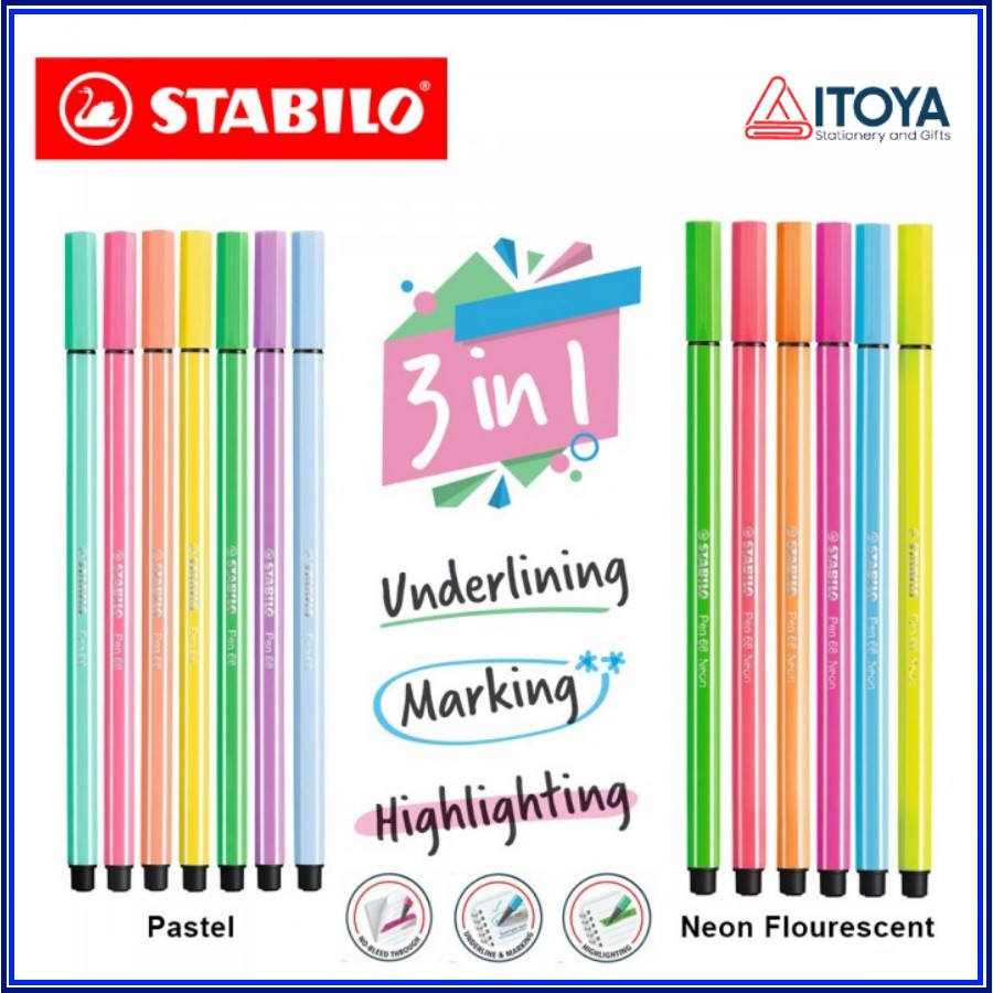 [Bán lẻ] Bút Fineliner Stabilo Point 68 1mm (màu Neon &amp; Pastel)