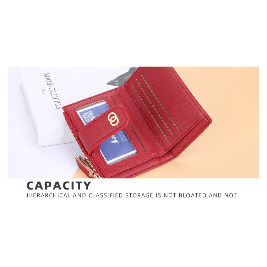 Ví Nữ Mini Cầm Tay Hàng Hiệu BAELLERRY Gập Hai Họa Tiết Cách Điệu Đựng Giấy Tờ - NR063