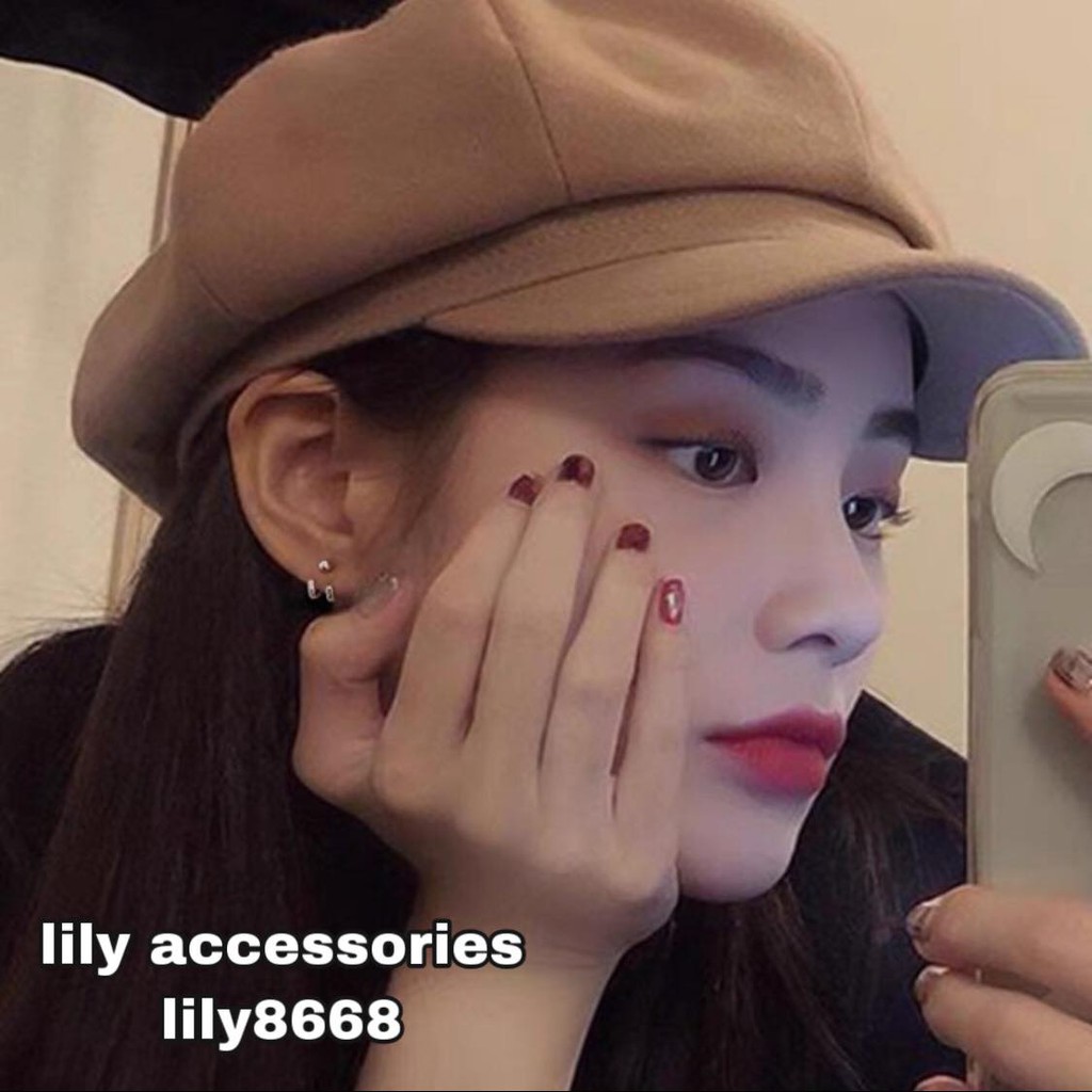 khuyên tai titan móc vành không gỉ không đen không dị ứng cho nam nữ unisex (nút xỏ)