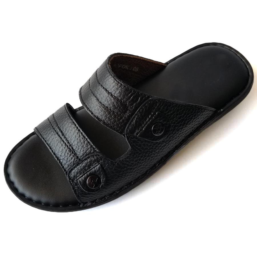 Dép Da Nam Da Bò, Dép Nam 2 Quai Da Bò Thật Cao Cấp HKT Shop DN256