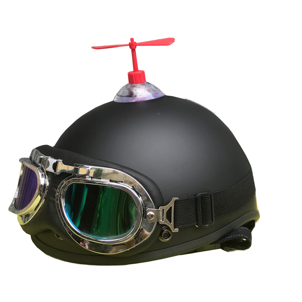 Combo Mũ nón bảo hiểm nửa đầu 1/2  + Chong chóng + Kính phi công