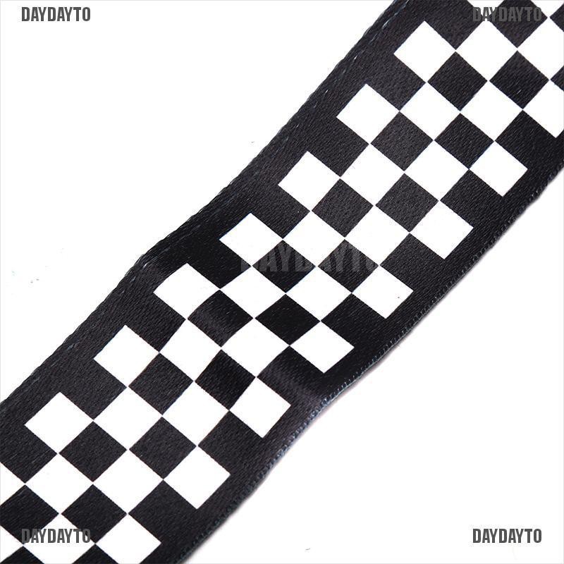 Dây Đeo Bằng Da Họa Tiết Kẻ Sọc Trắng Đen Cho Đàn Guitar Điện / Ukulele