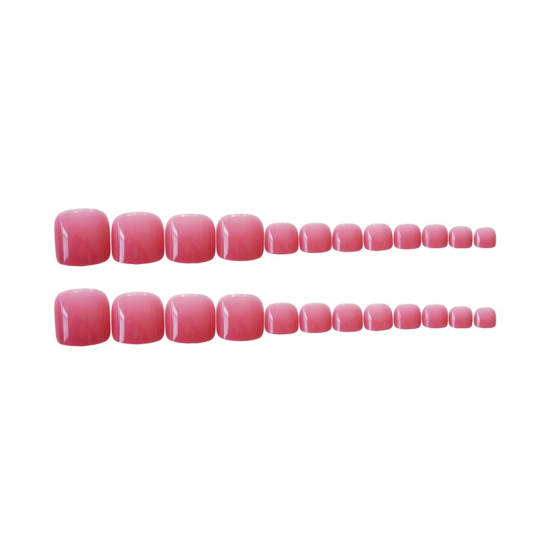 Bộ 24 móng chân giả sơn trơn màu hồng vỏ đỗ trẻ đẹp Jojo J09 móng giả nailbox đẹp cá tính kèm keo gắn tự làm tại nhà