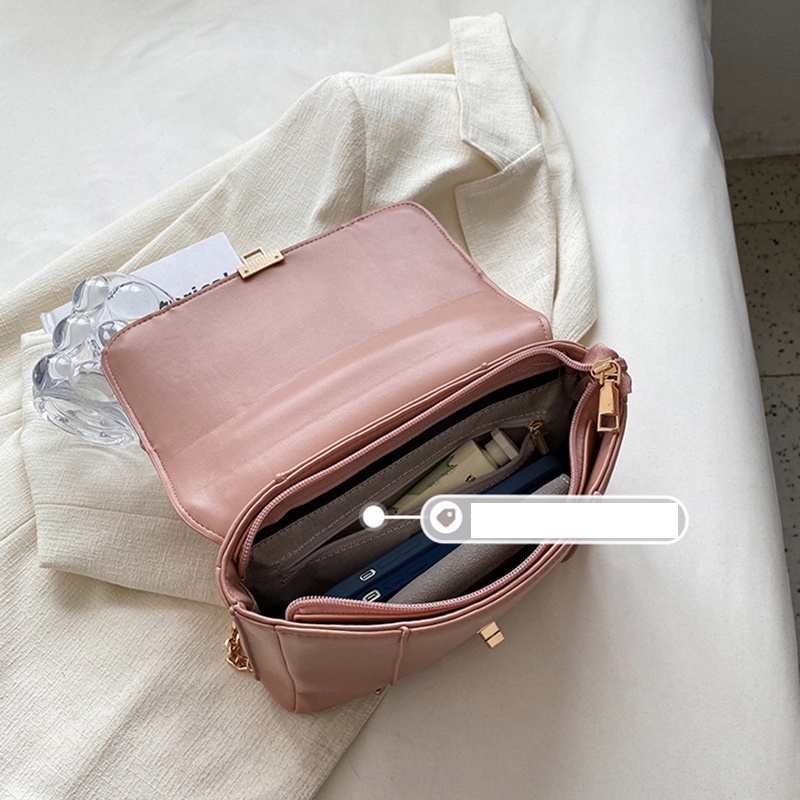 Túi Đeo Chéo Dáng Vuông Nhỏ Phối Dây Xích Nhiều Màu Sắc Thời Trang Cho Nữ