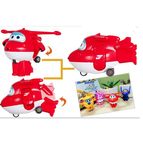 Super wings đồ chơi đội bay siêu đẳng mô hình nhân vật Jett tia chớp máy bay biến thành rô bốt mini