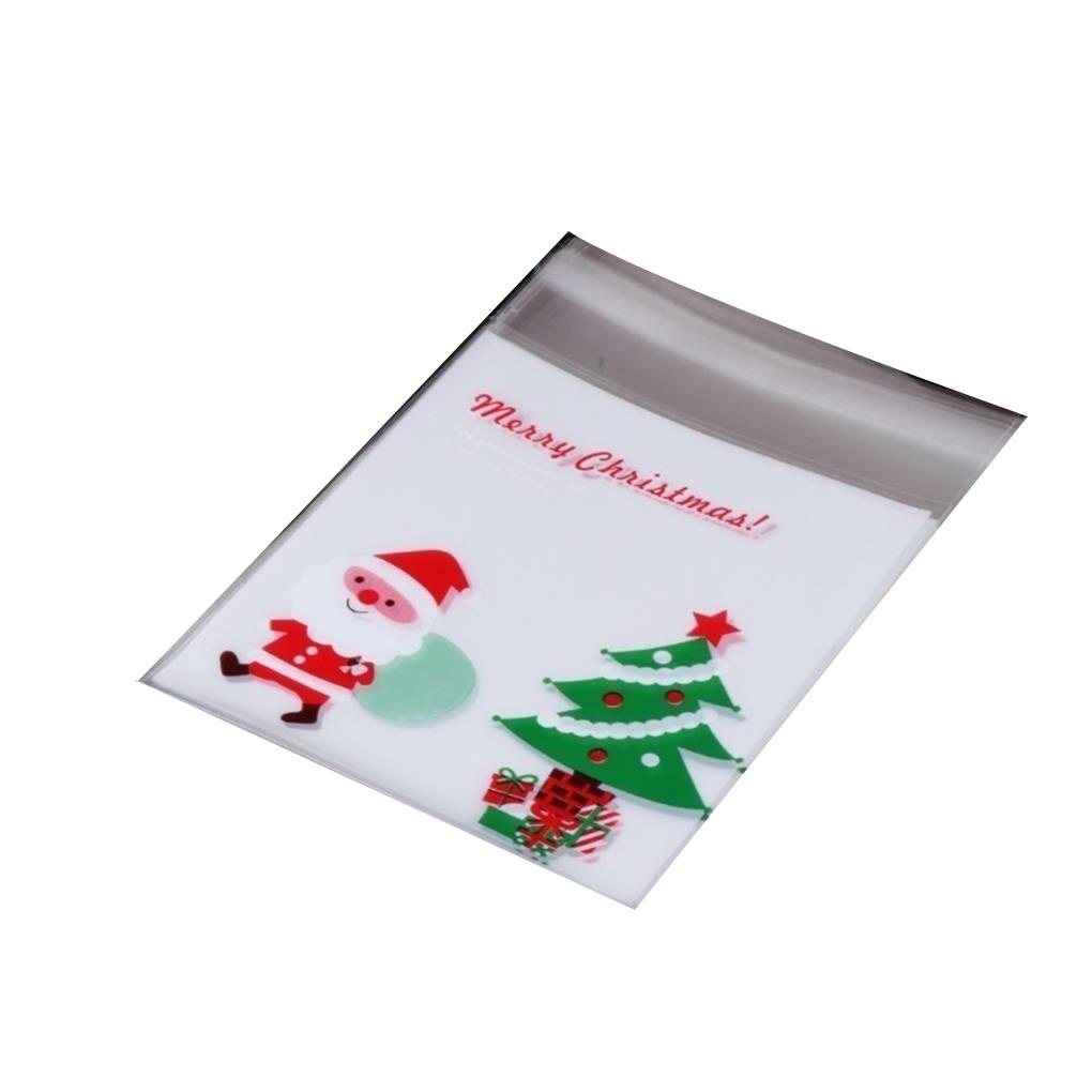 Bộ 100 Túi Đựng Bánh Quy / Kẹo / Quà Tặng Họa Tiết Giáng Sinh / Người Tuyết / Ông Già Noel ff86