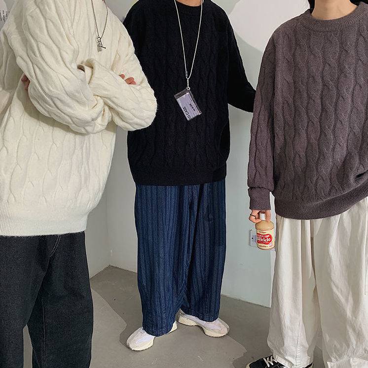 Áo sweater Dệt Kim Tay Dài Dáng Rộng Kiểu Hàn Quốc Thời Trang Thu Đông Cho Các Cặp Đôi