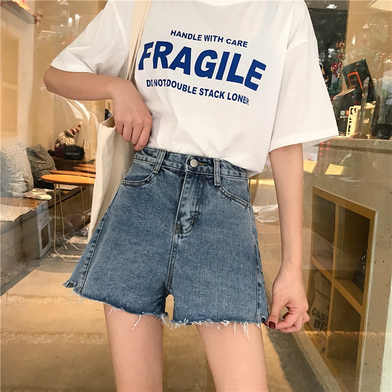 Quần short denim ống rộng lưng cao theo phong cách Hàn Quốc Xiaozhainv | BigBuy360 - bigbuy360.vn