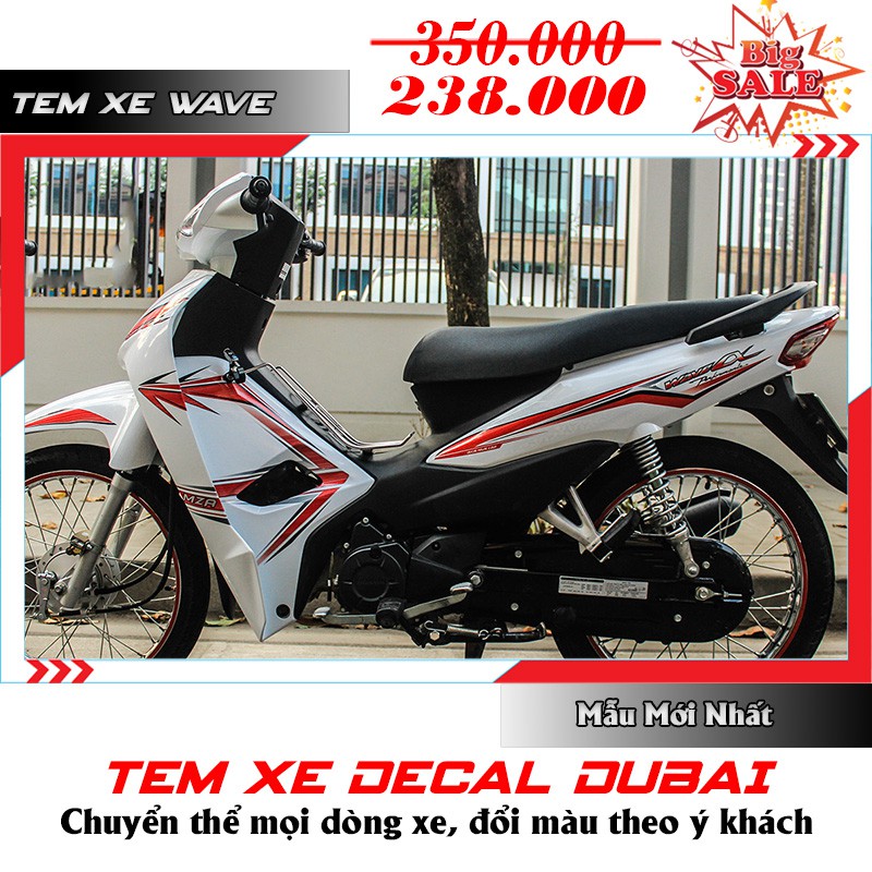 Tem Trùm Wave A 110 2017 Trắng Viền Đỏ