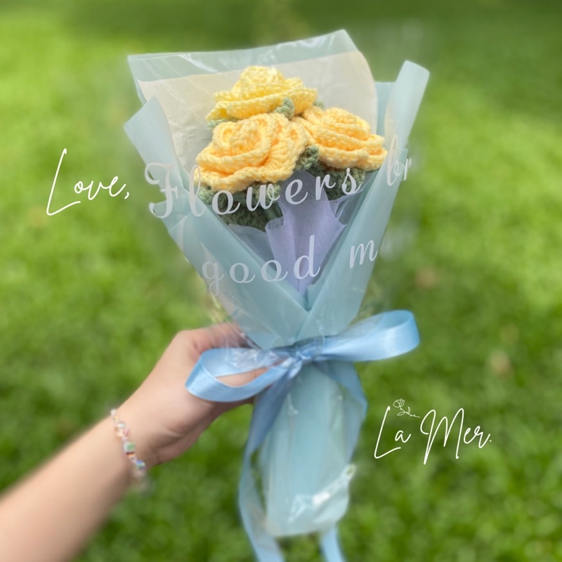 Bó hoa hồng len handmade/ Love LaMer Roses/ Quà tặng người yêu/ tặng bạn bè, người thân/ Hoa len trang trí