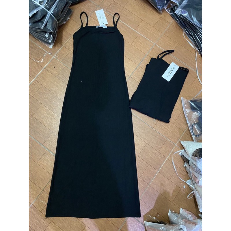 Đầm nữ 🌸FREESHIP🌸 Váy 2 dây maxi vải len tăm mặc đi biển màu đen thiết kế ôm body | BigBuy360 - bigbuy360.vn